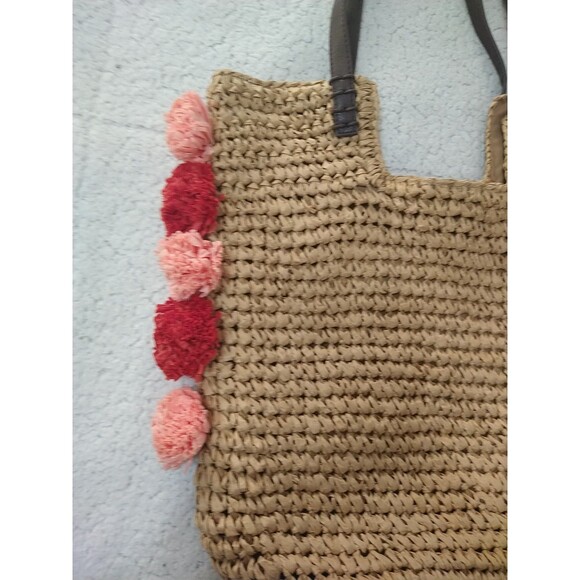 Blue Miami Straw Boho Summer Beach Bag - Picture 2 of 9